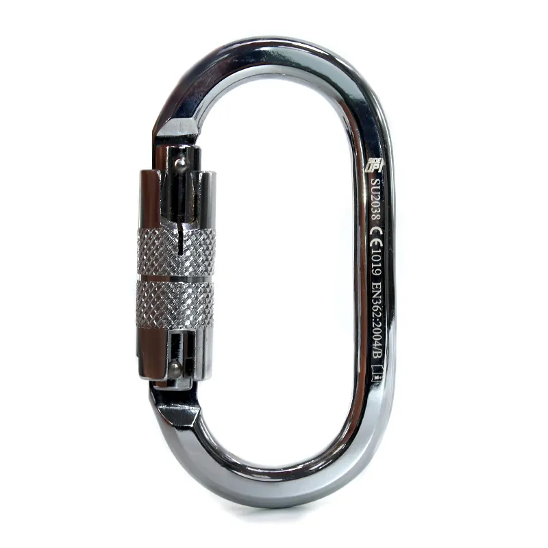 MOSQUETÃO SIDEUP AÇO OVAL TRAVA AUTOMÁTICA 25KN CE EN NBR CROMADO - Imagem 1