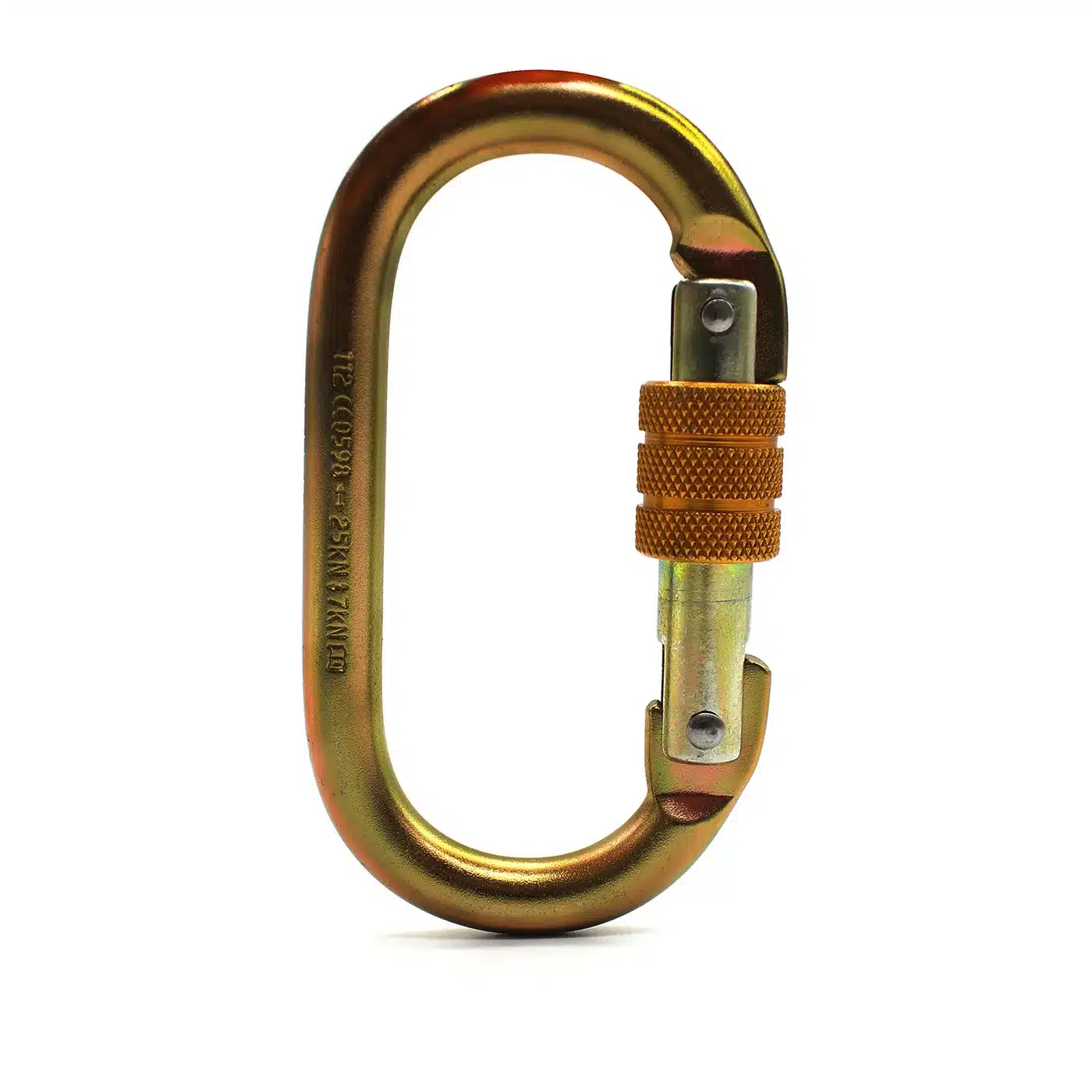 MOSQUETÃO SIDEUP AÇO OVAL TRAVA ROSCA 25KN CE EN NBR ZINCADO AMARELO - Imagem 3