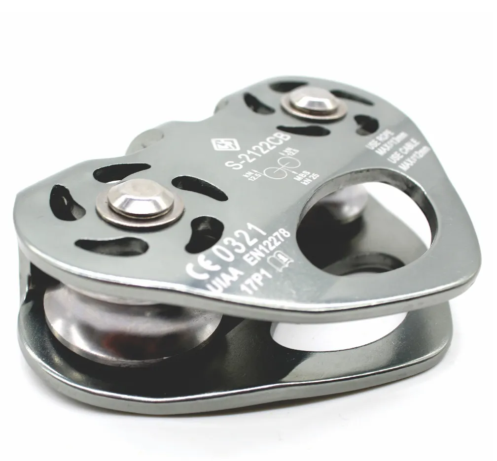 POLIA DUPLA EM LINHA TIROLESA 25KN USCLIMB CE UIAA PARA CORDA E CABO DE AÇO - Imagem 1