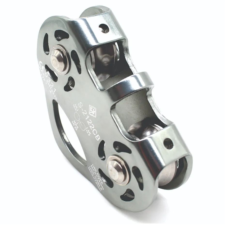 POLIA DUPLA EM LINHA TIROLESA 25KN USCLIMB CE UIAA PARA CORDA E CABO DE AÇO - Imagem 2