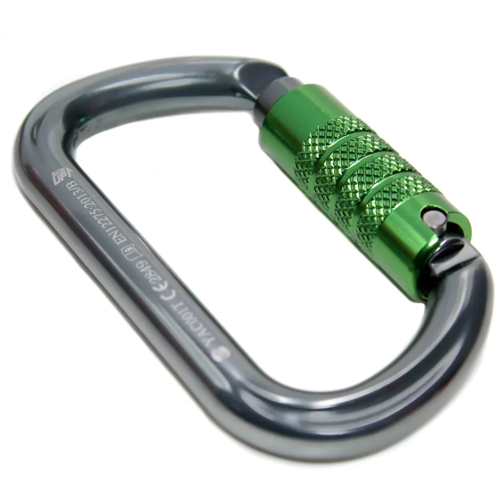 MOSQUETÃO SIDEUP DE ALUMÍNIO OVAL TRIPLA TRAVA 25KN CE NBR CINZA COM VERDE - Imagem 3