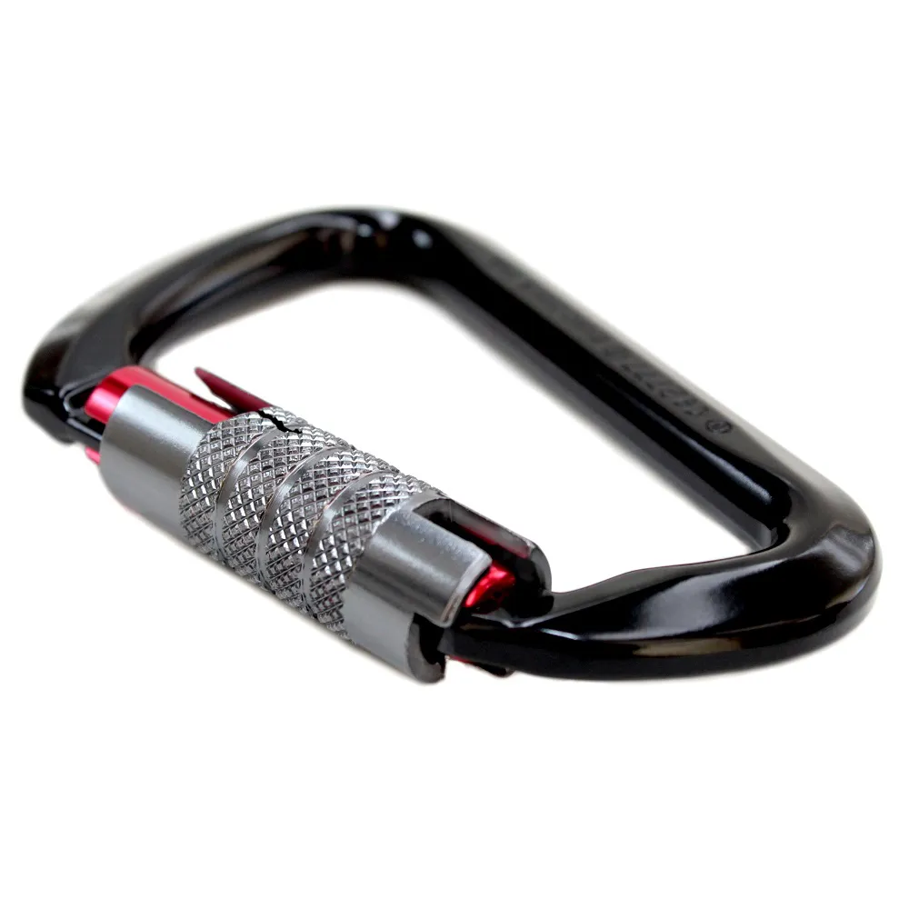 MOSQUETÃO USCLIMB ALUMÍNIO D TRAVA TRIPLA KEYLOCK 28KN CE UIAA NBR - Imagem 2