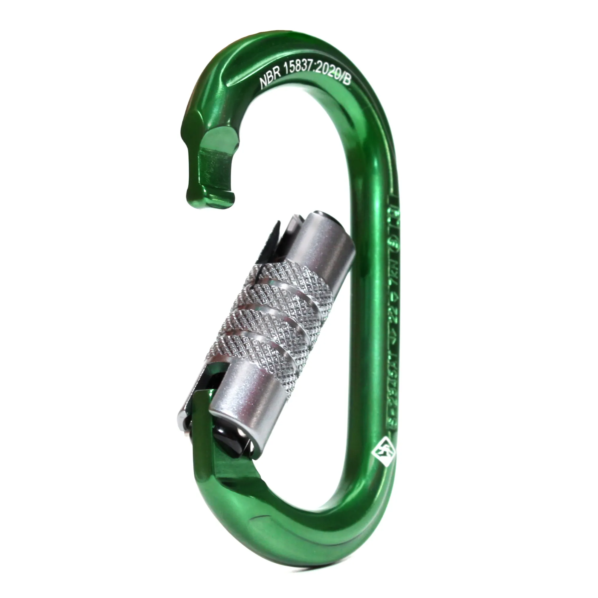 MOSQUETÃO USCLIMB ALUMÍNIO OVAL KEYLOCK TRAVA TRIPLA 22KN CE UIAA NBR VERDE - Imagem 1