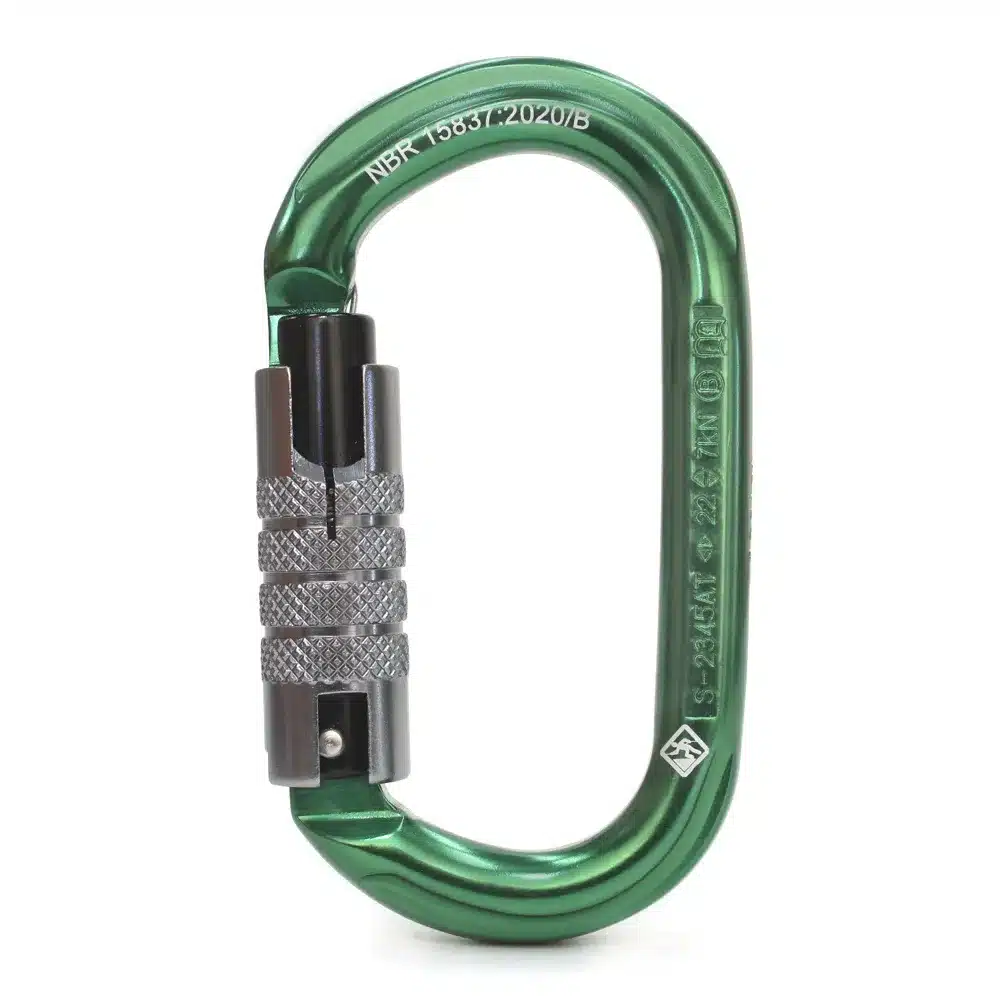 MOSQUETÃO USCLIMB ALUMÍNIO OVAL KEYLOCK TRAVA TRIPLA 22KN CE UIAA NBR VERDE - Imagem 3